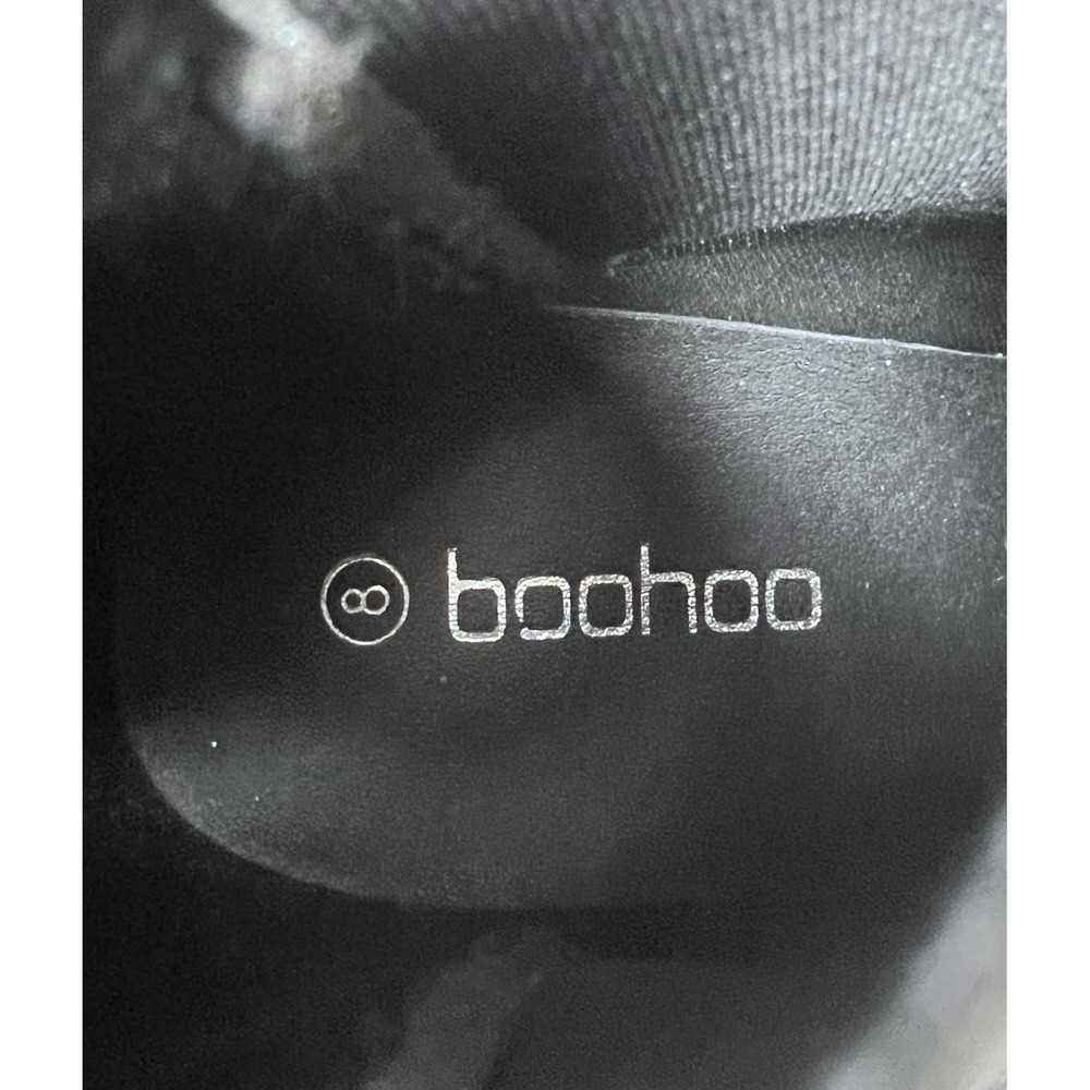 Boohoo Wide Fit Chunky Heeled Black Crocodile Chelsea Boots Size 8 Punk Goth Emo - Picture 7 of 8